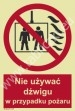 Nie używać dźwigu podczas pożaru